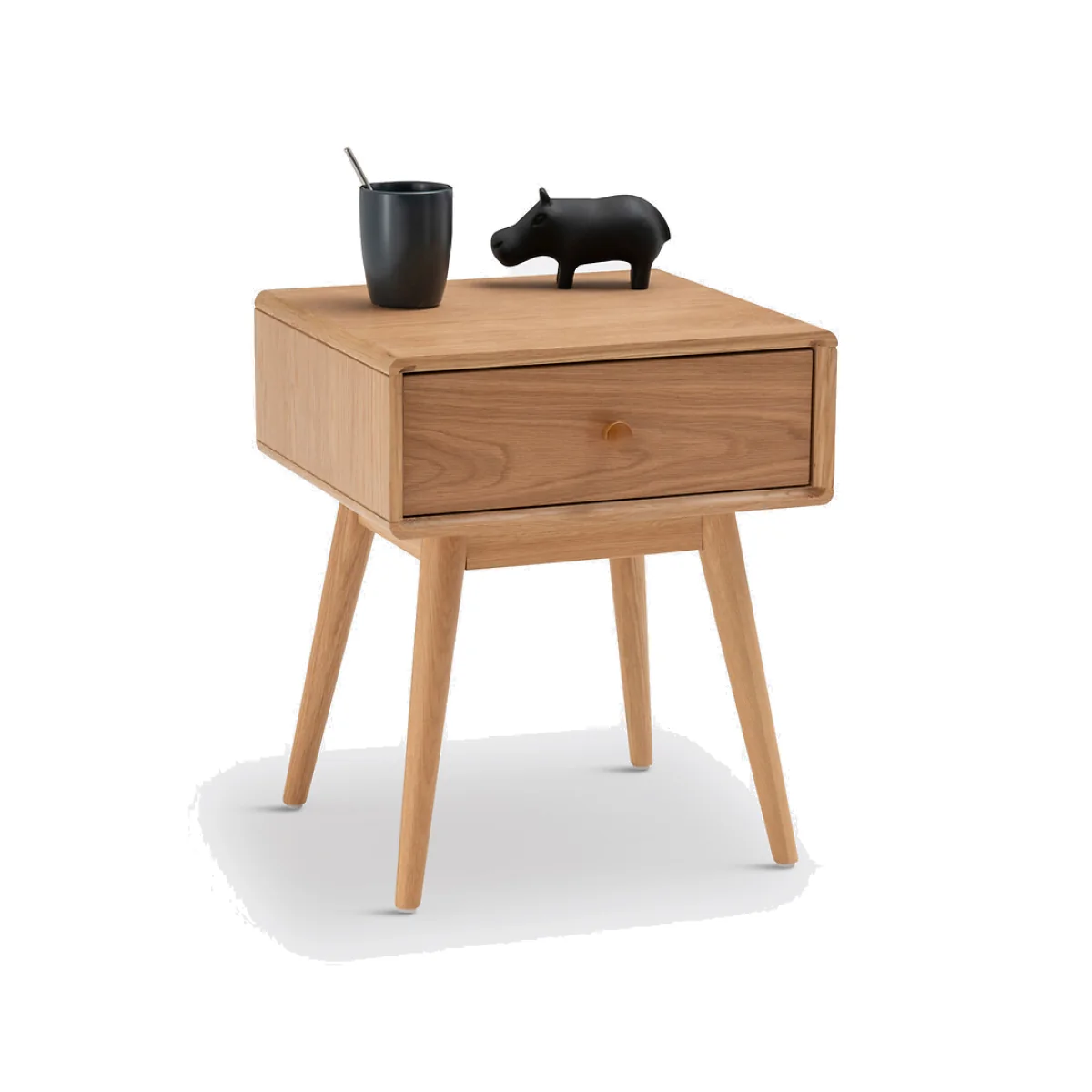 Miji 1 Drawer Oak Veneer Bedside Table – image 1