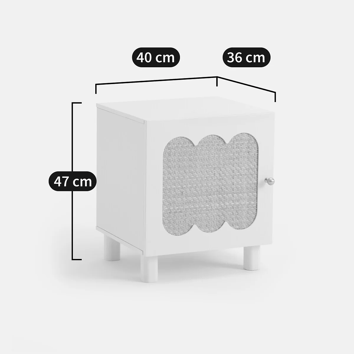 Ptilu Oak/Rattan 1-Door Bedside Table – image 4