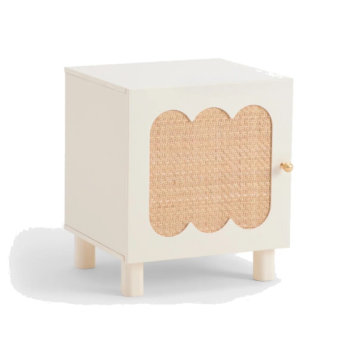 Ptilu Oak/Rattan 1-Door Bedside Table – image 1