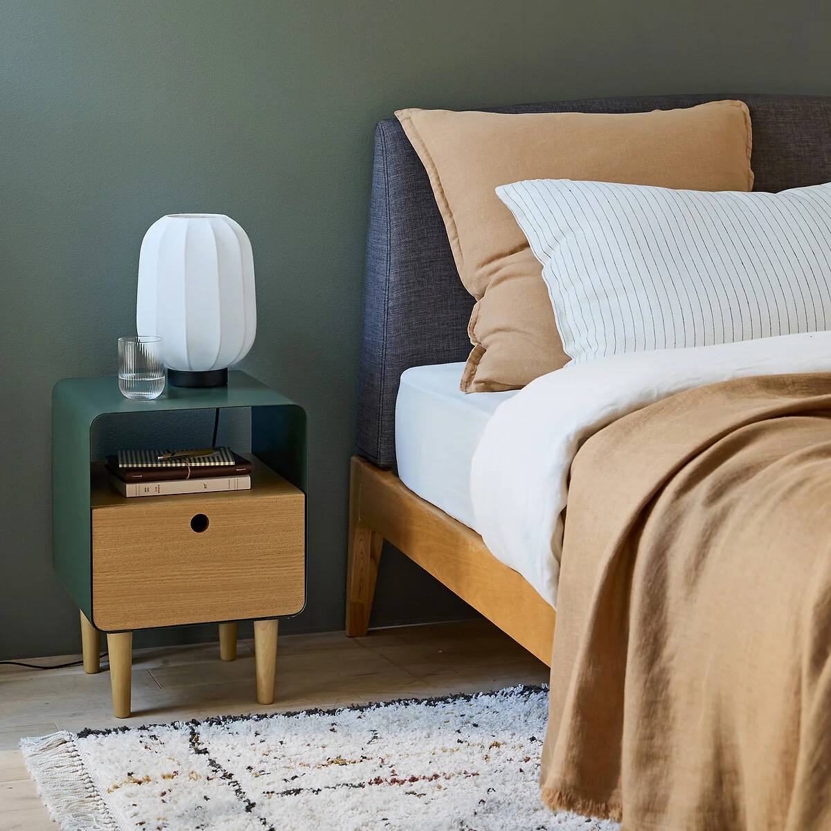 Joris Bedside Table in Ash Veneer and Metal – image 2
