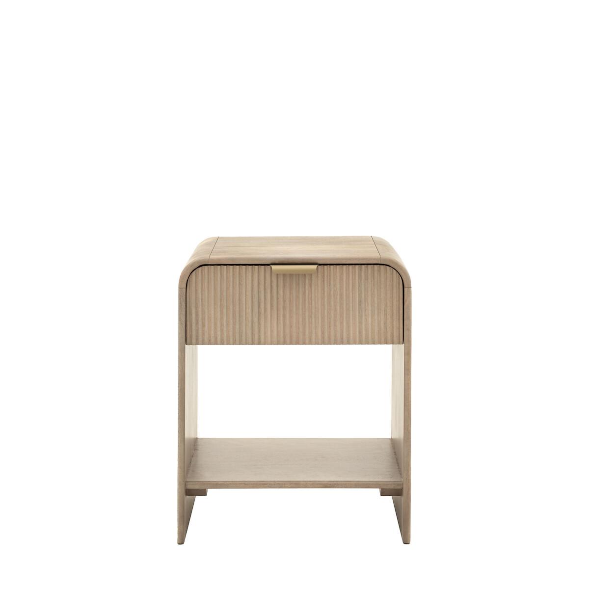 Corven Large Fluted Mango Wood 1 Drawer Bedside Table – image 2