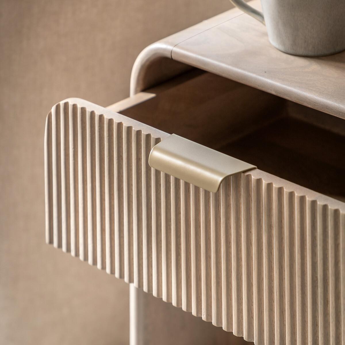 Corven Large Fluted Mango Wood 1 Drawer Bedside Table – image 3
