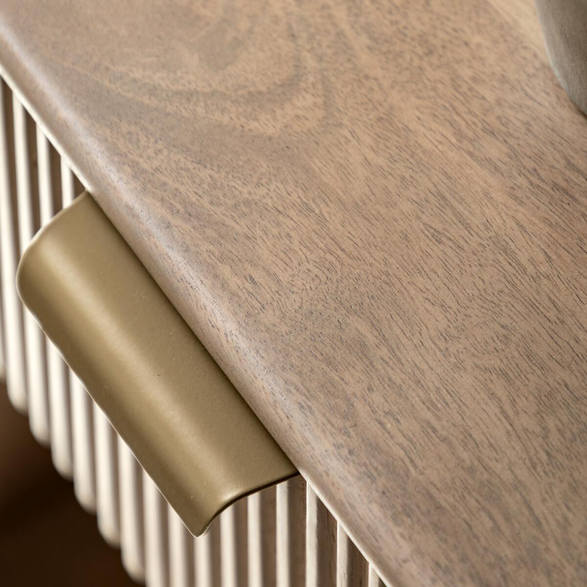 Corven Large Fluted Mango Wood 1 Drawer Bedside Table – image 4