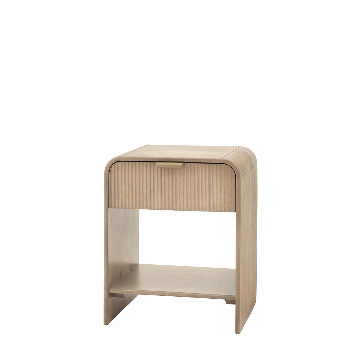 Corven Large Fluted Mango Wood 1 Drawer Bedside Table – image 5