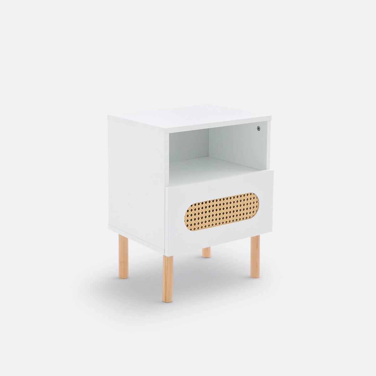 Pacome 1-Drawer Bedside Table with Canework Detail – image 2