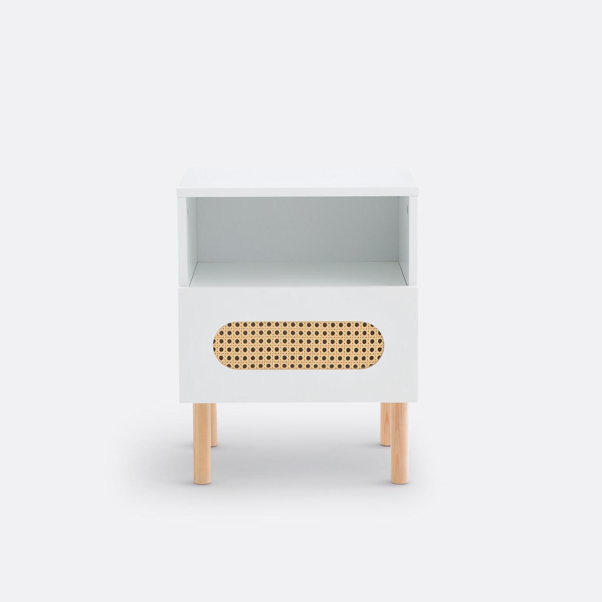 Pacome 1-Drawer Bedside Table with Canework Detail – image 3