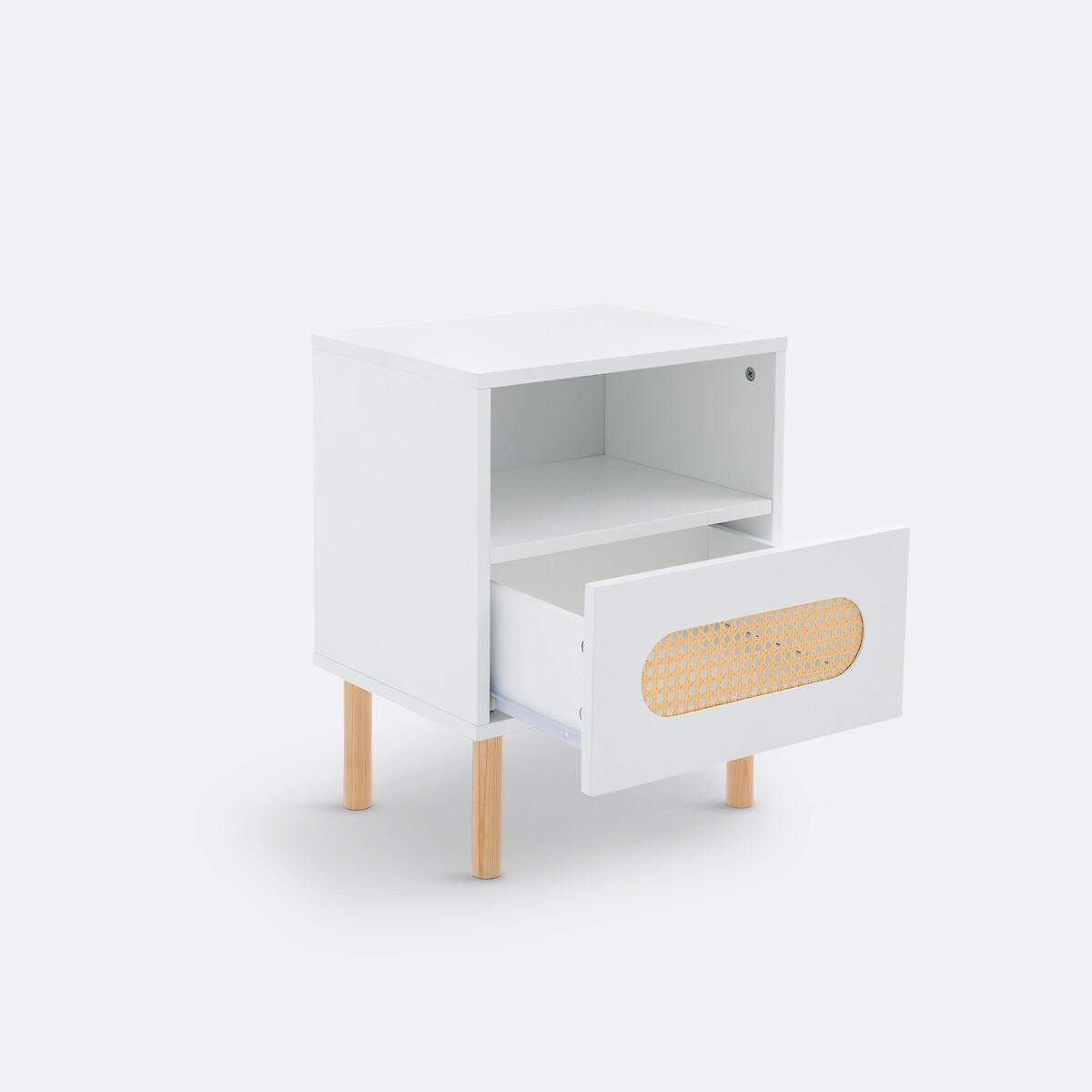 Pacome 1-Drawer Bedside Table with Canework Detail – image 4