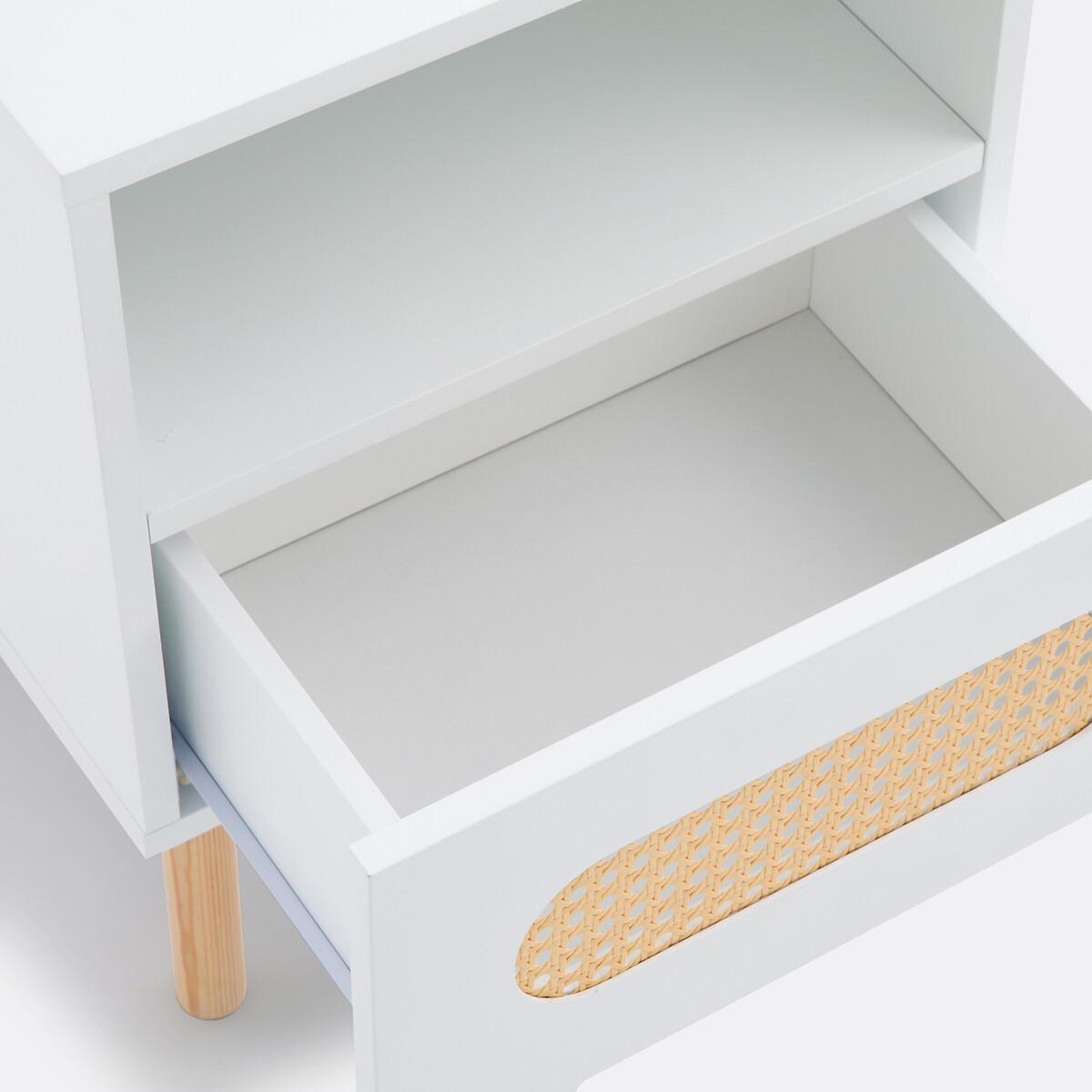 Pacome 1-Drawer Bedside Table with Canework Detail – image 5