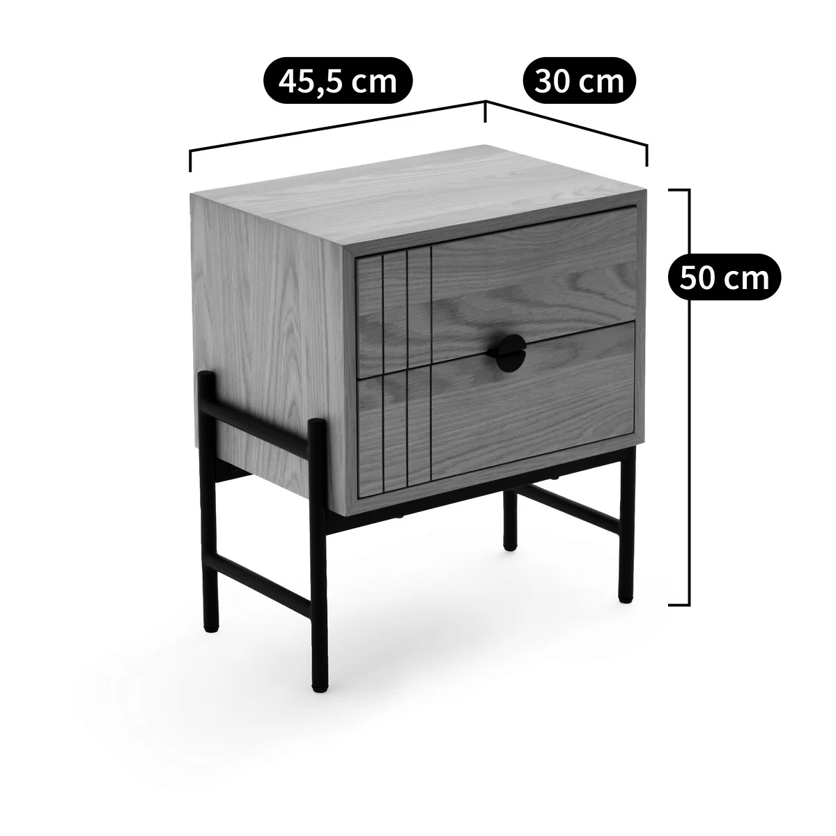 Clara 2-Drawer Bedside Table – image 7