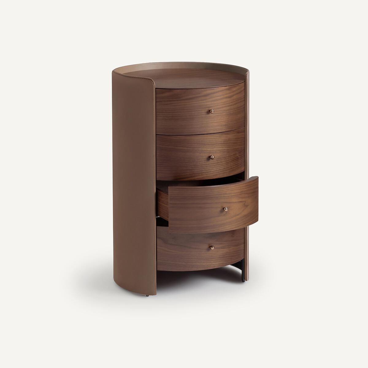 Firmo Walnut & Leather Bedside Table Drawers – image 4