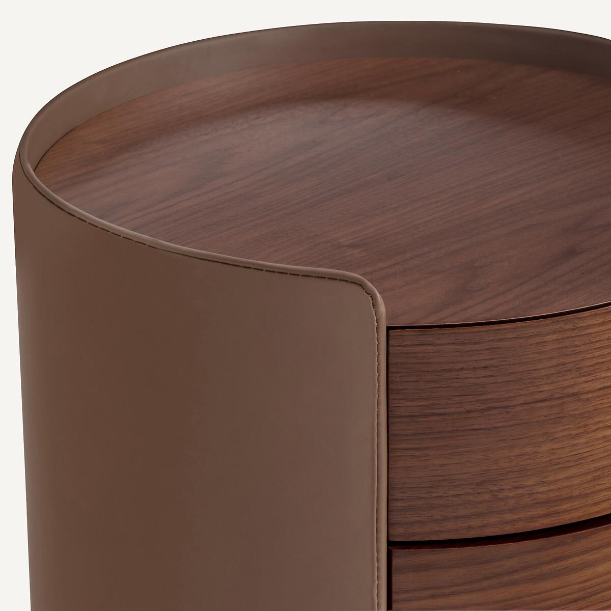 Firmo Walnut & Leather Bedside Table Drawers – image 5