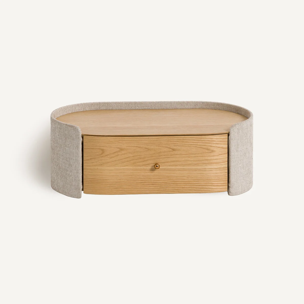 Firmo Wall-Mounted Bedside Table in Oak Veneer and Fabric – image 3