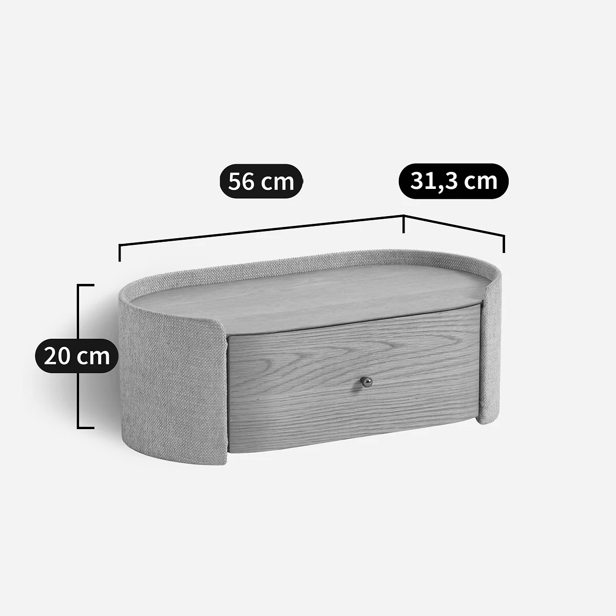 Firmo Wall-Mounted Bedside Table in Oak Veneer and Fabric – image 9