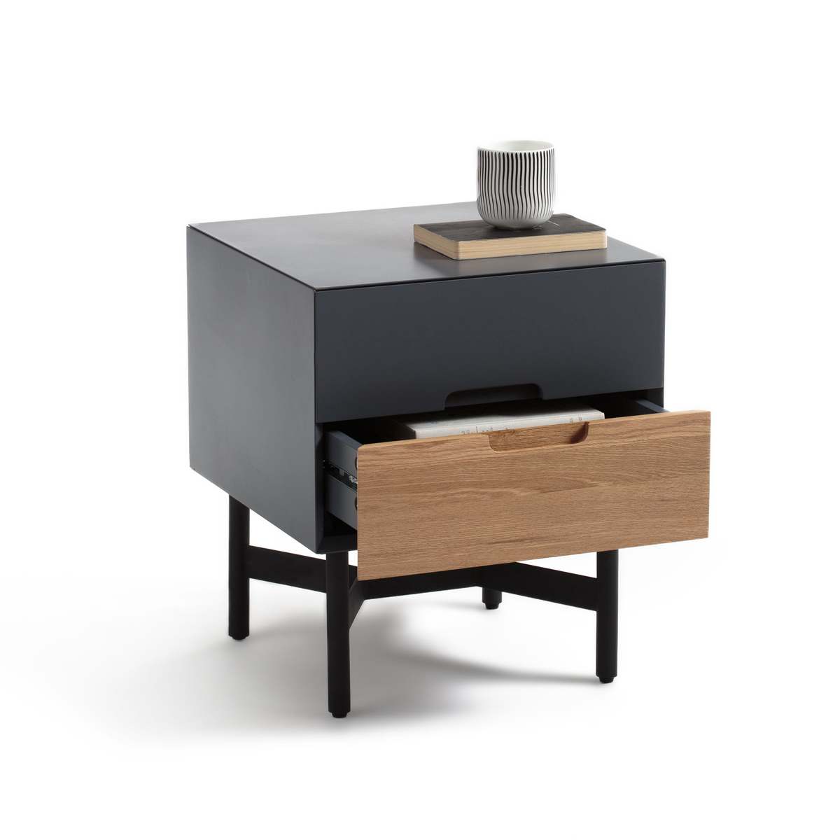 Lora 2-Drawer Retro Bedside Table – image 3