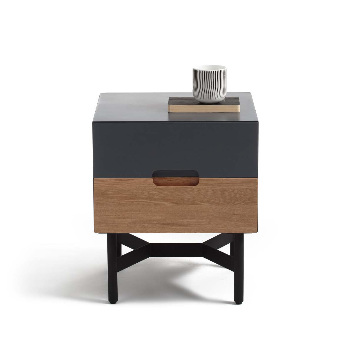 Lora 2-Drawer Retro Bedside Table – image 2