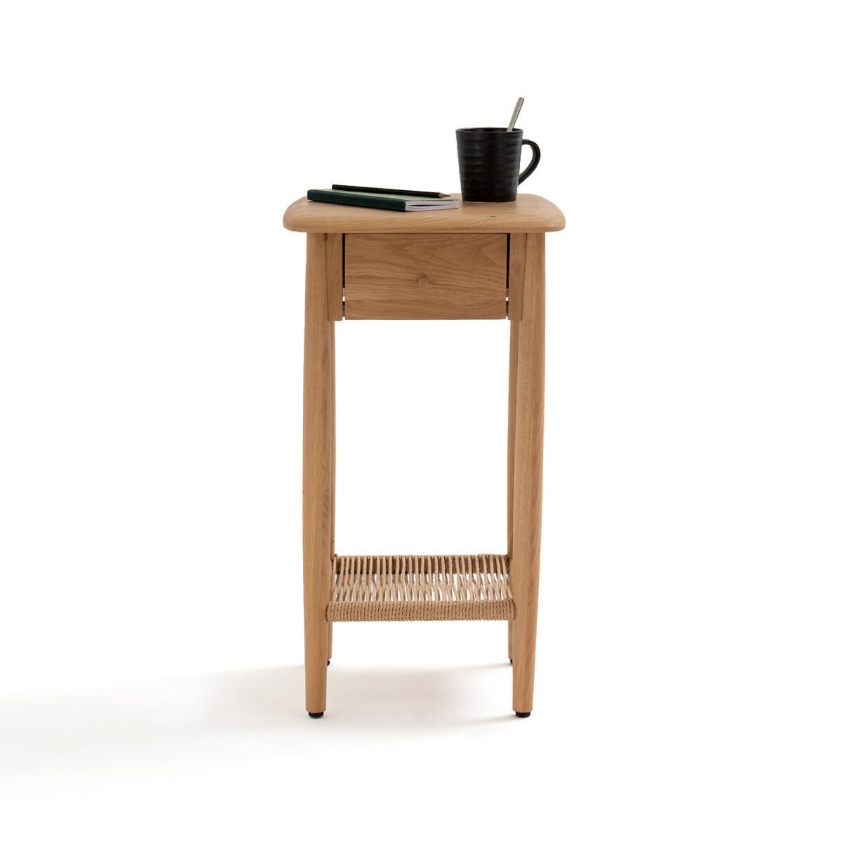 Malora Solid Oak & Weaving Bedside Table – image 3