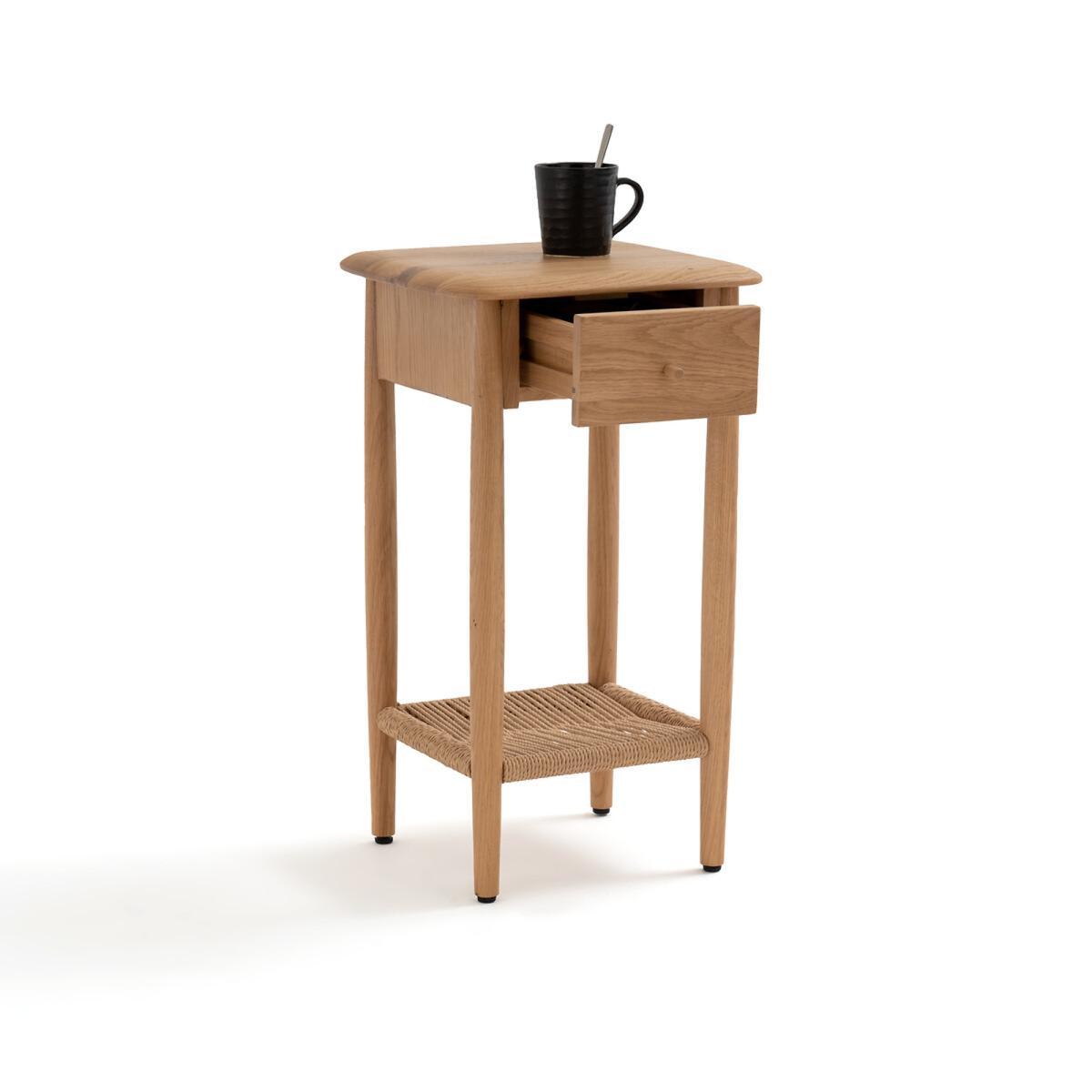 Malora Solid Oak & Weaving Bedside Table – image 4