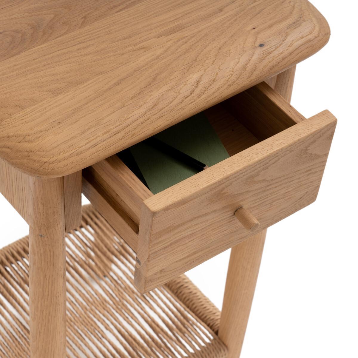 Malora Solid Oak & Weaving Bedside Table – image 5