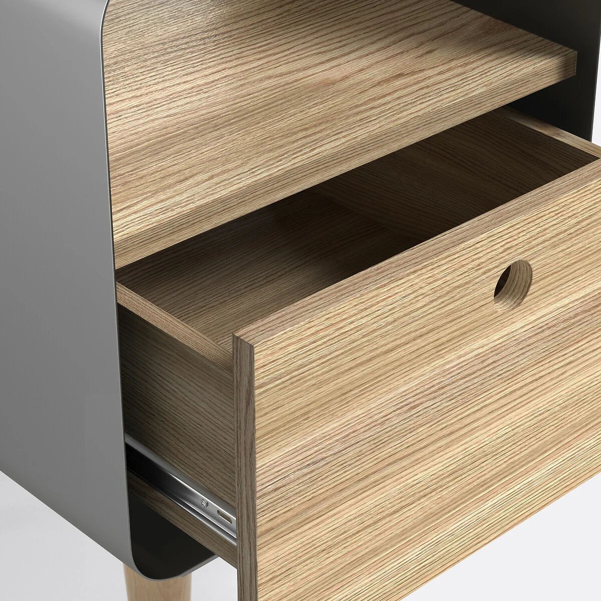 Joris Bedside Table in Ash Veneer and Metal – image 4