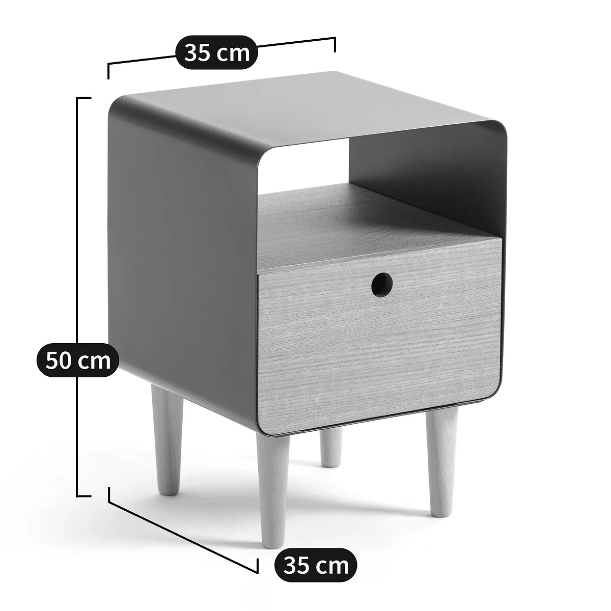 Joris Bedside Table in Ash Veneer and Metal – image 5
