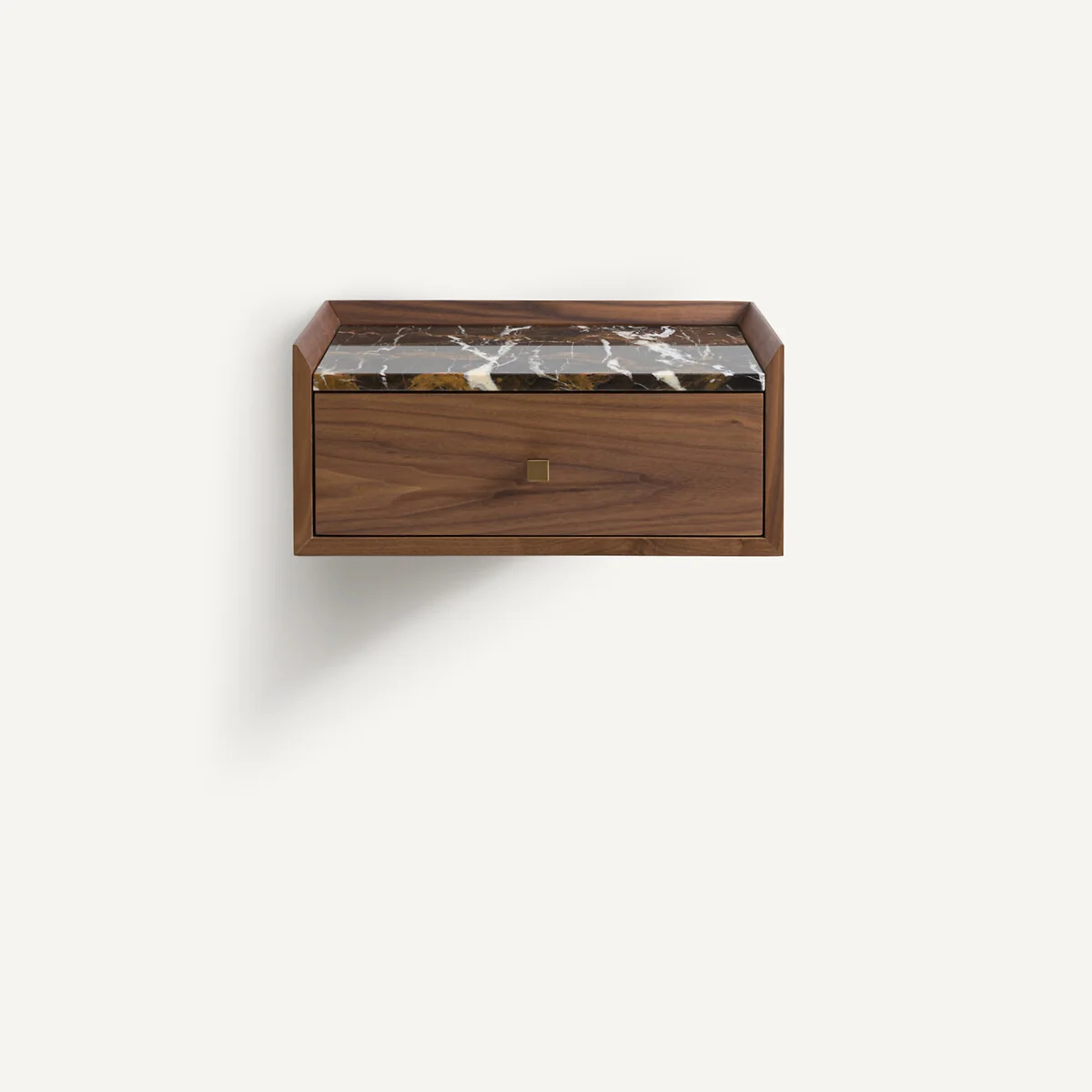 Noham Suspended Bedside Table in Walnut Veneer and Marble – image 3