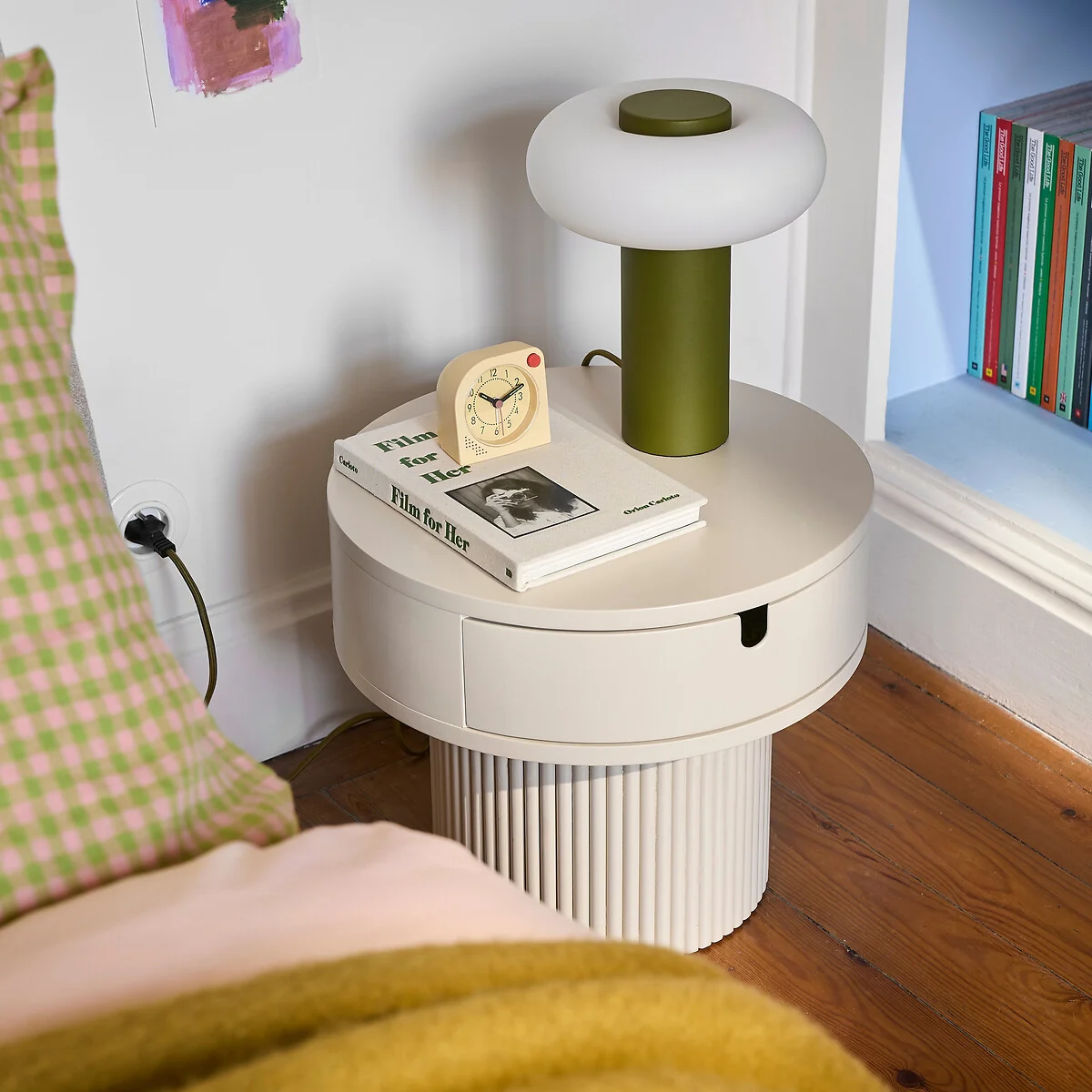 Tamita Bedside Table with Lacquered Fluted Base – image 3