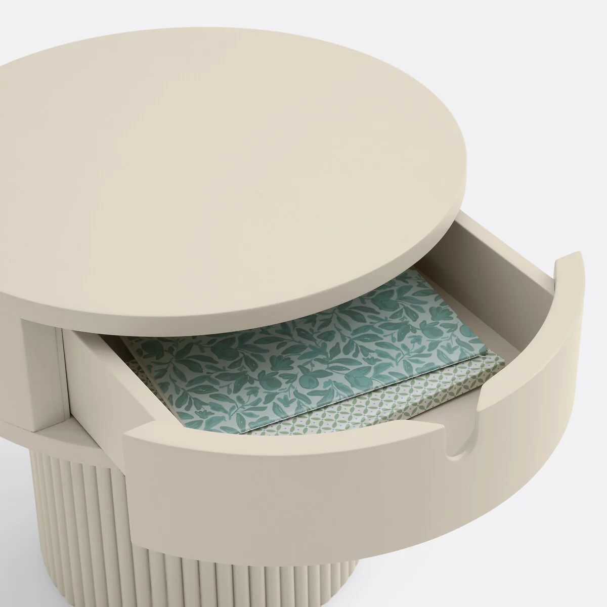 Tamita Bedside Table with Lacquered Fluted Base – image 6