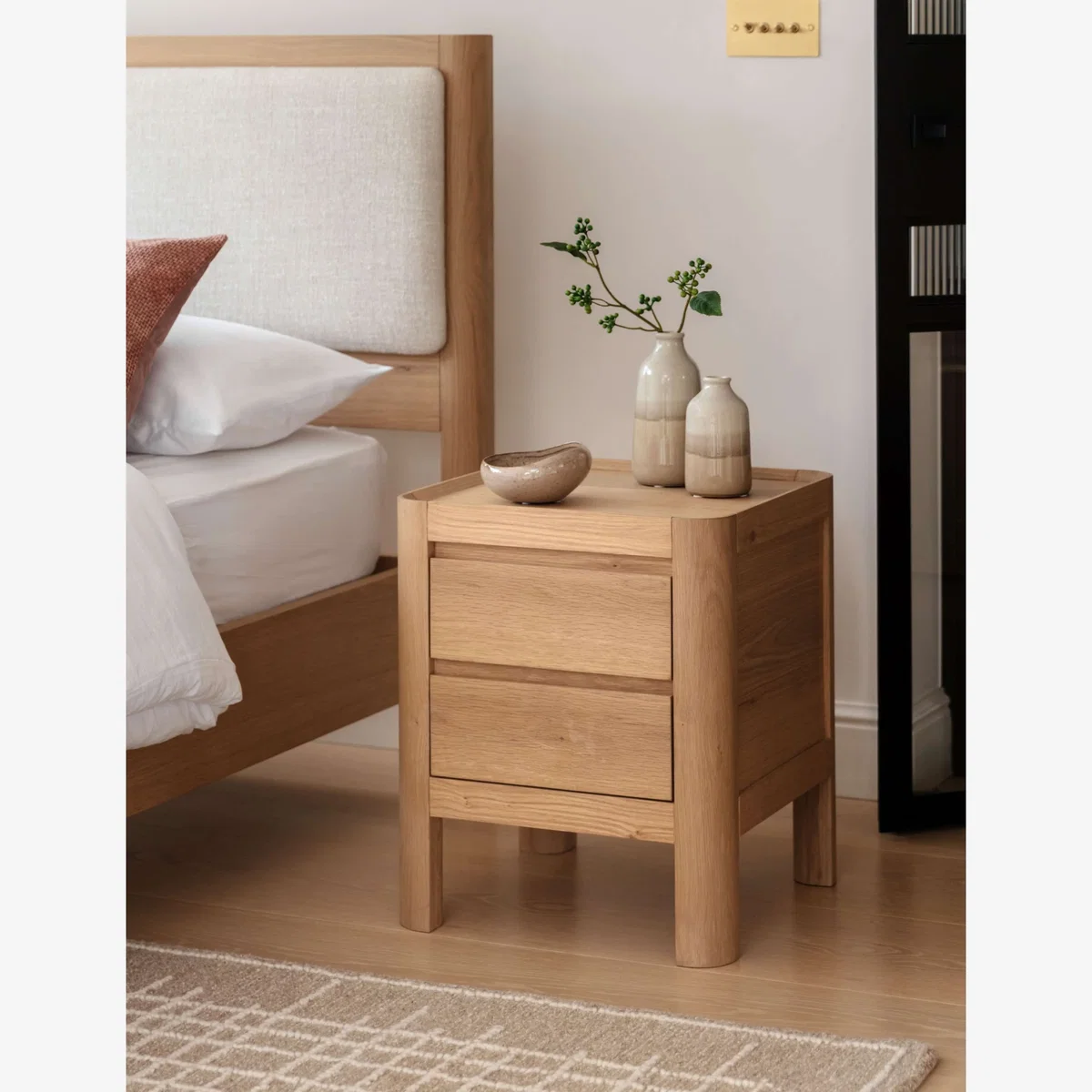Gallery Direct Ember Two Drawer Bedside Table Natural – image 1