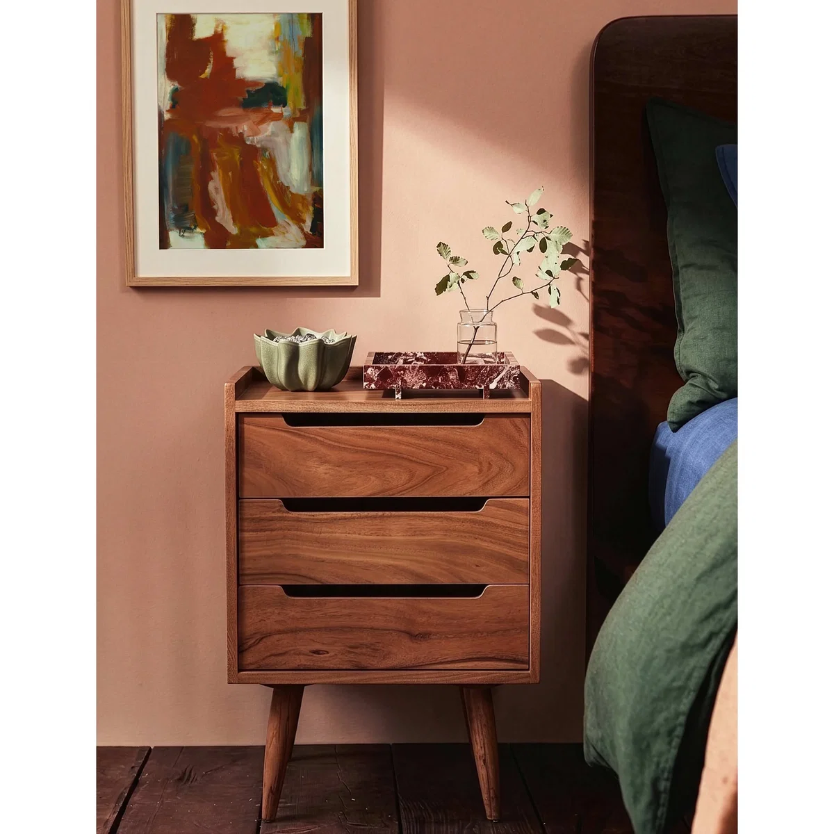 Swoon Southwark Acacia Wood 3 Drawer Bedside Table Brown – image 5