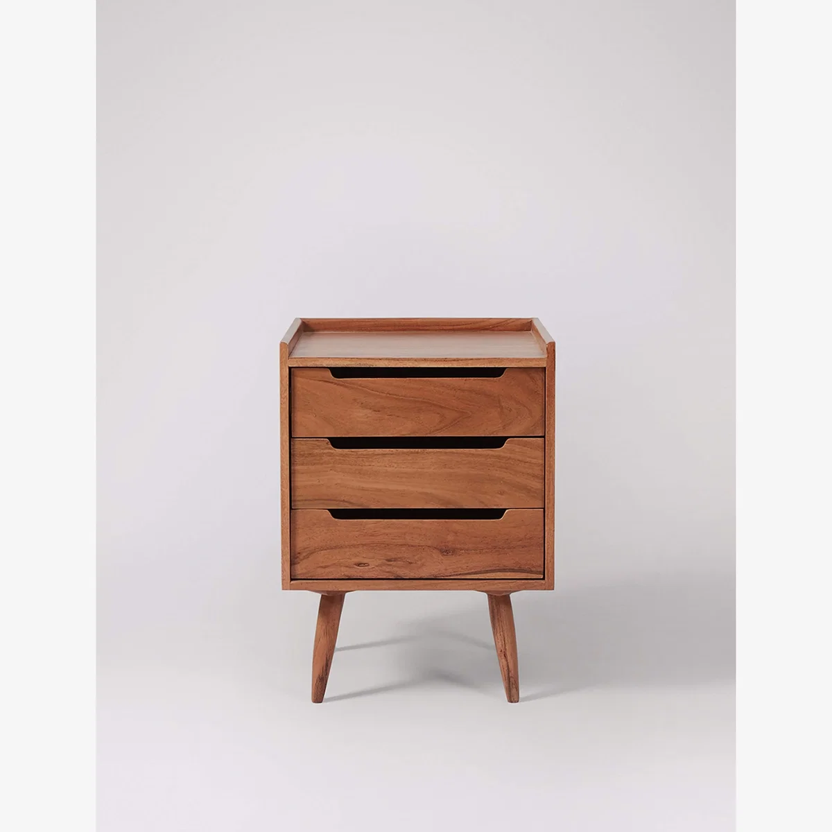 Swoon Southwark Acacia Wood 3 Drawer Bedside Table Brown – image 1