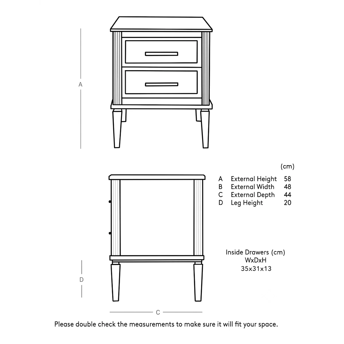 Swoon Claudine 2 Drawer Bedside Table Grey – image 5