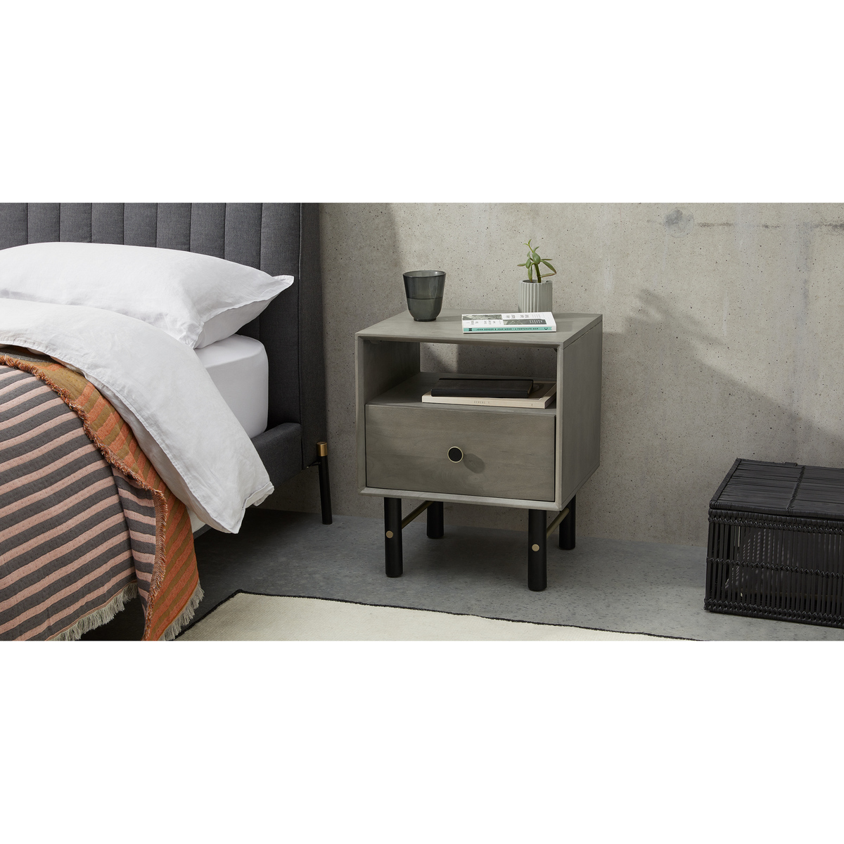 Liaka Bedside Table, Grey Mango Wood – image 3
