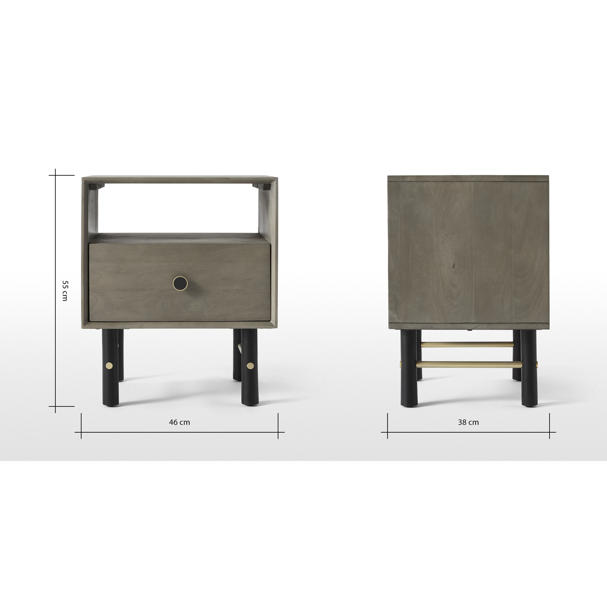 Liaka Bedside Table, Grey Mango Wood – image 8