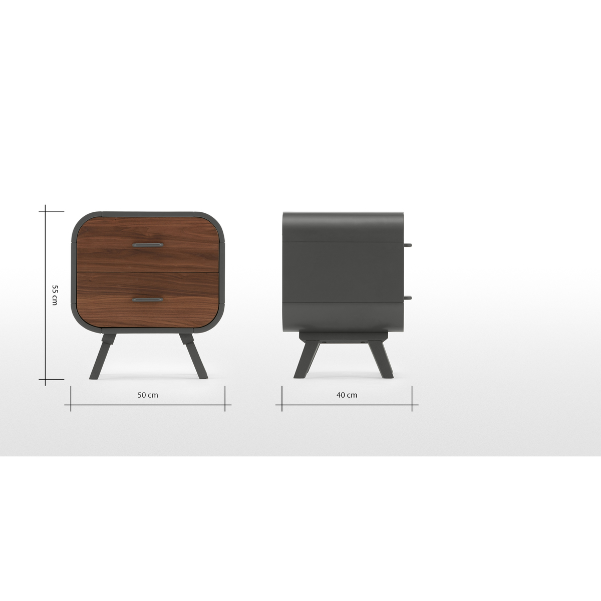 Fonteyn Bedside Table, Walnut and  Grey – image 7