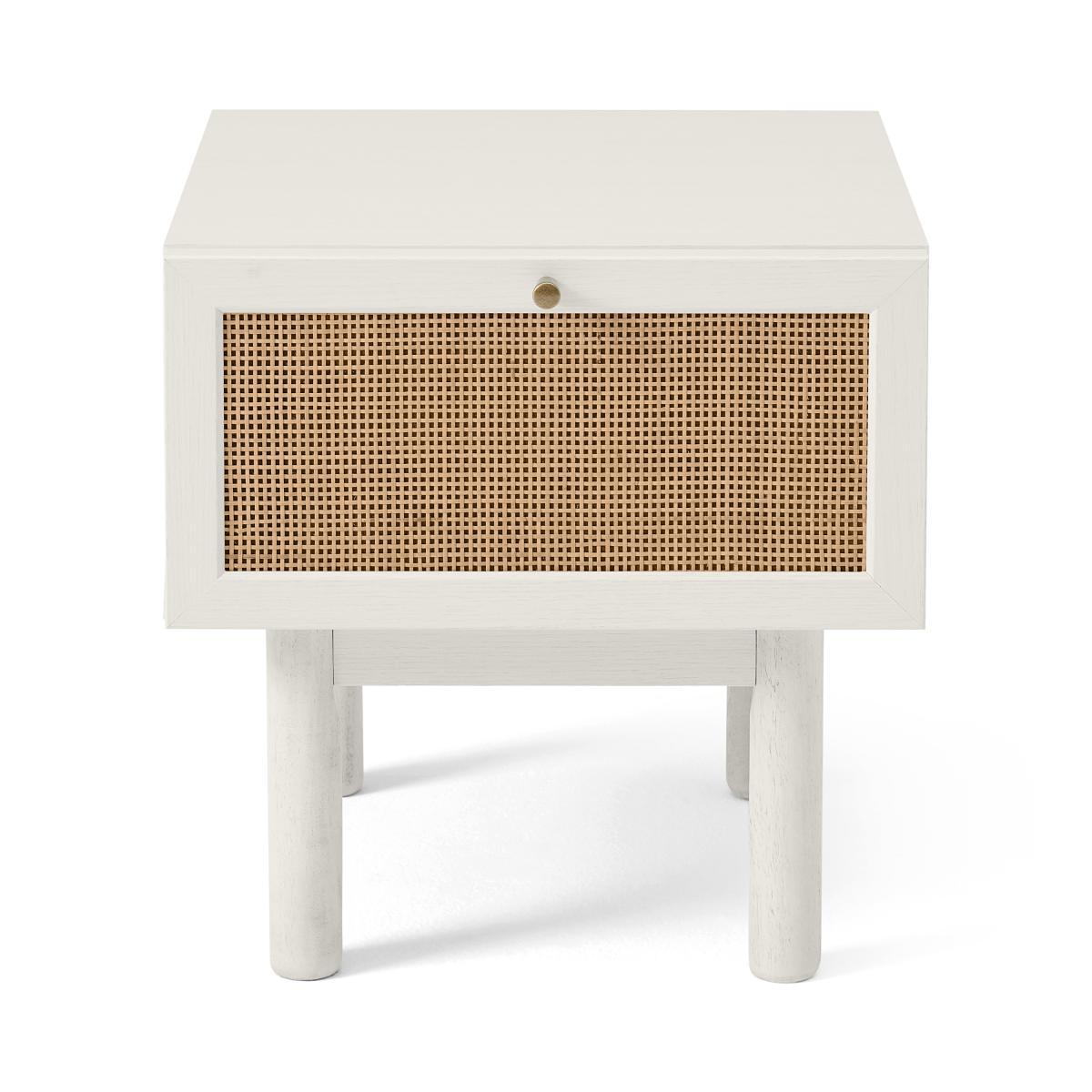 Pavia Bedside Table, Natural Rattan & White-Washed Oak Effect – image 2