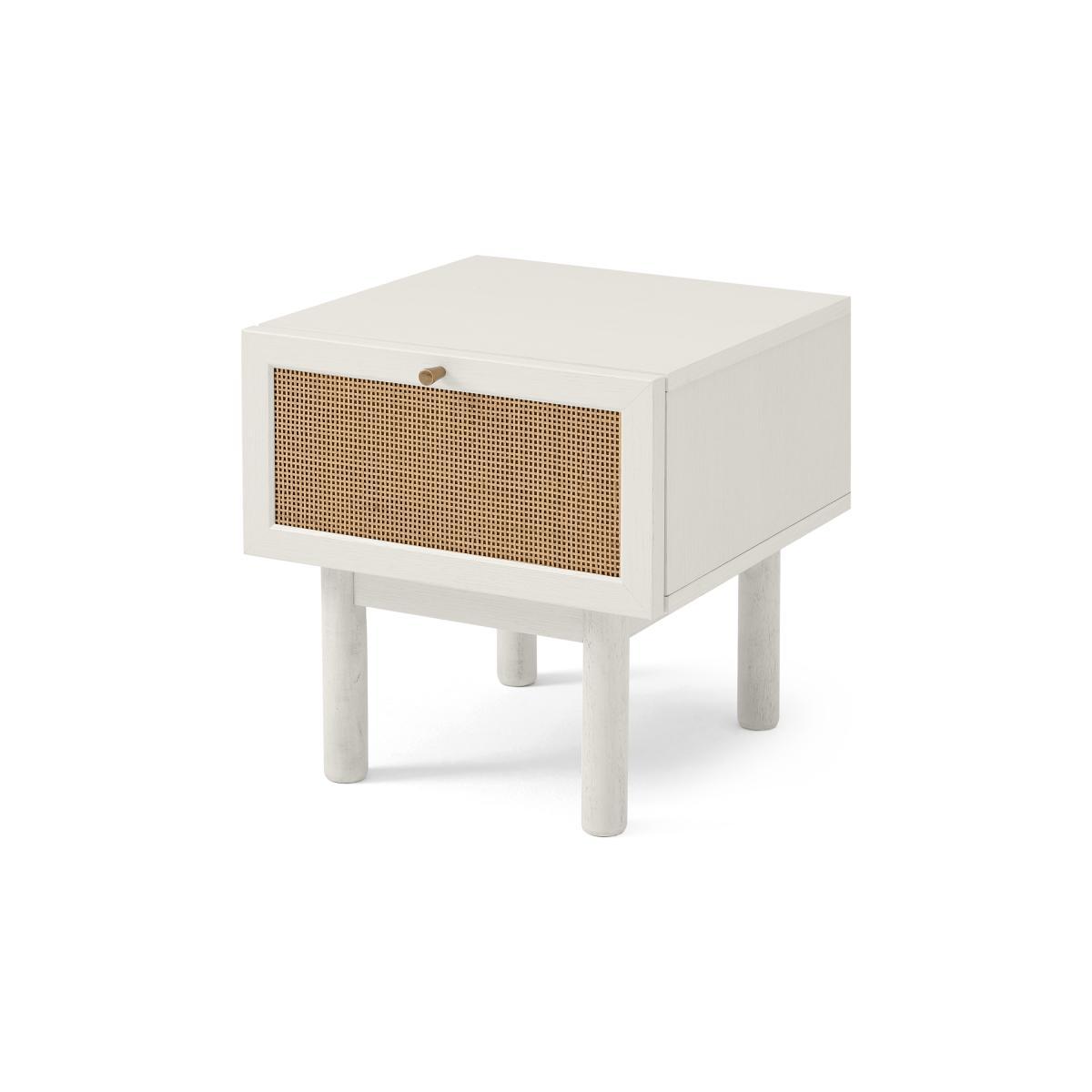 Pavia Bedside Table, Natural Rattan & White-Washed Oak Effect – image 3