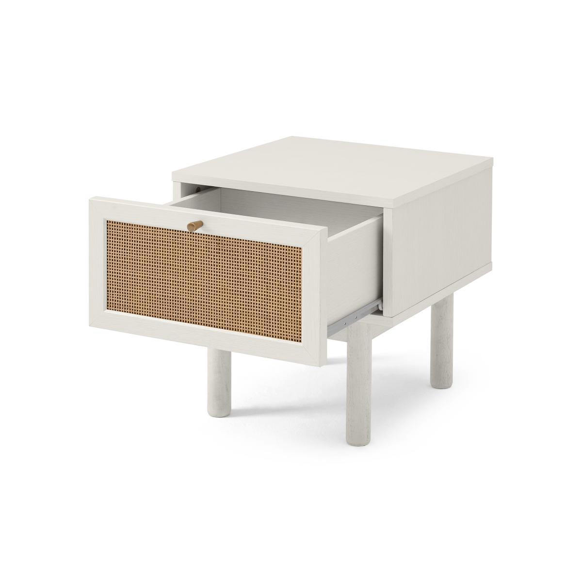 Pavia Bedside Table, Natural Rattan & White-Washed Oak Effect – image 6