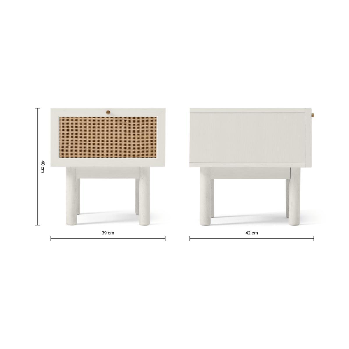 Pavia Bedside Table, Natural Rattan & White-Washed Oak Effect – image 8