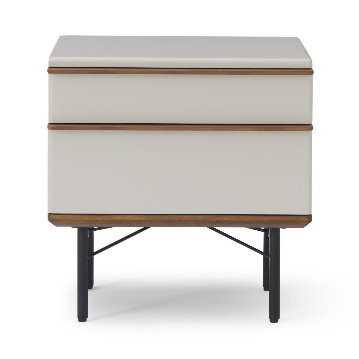 Vincent Bedside Table, Warm Ecru & Walnut Stain – image 2