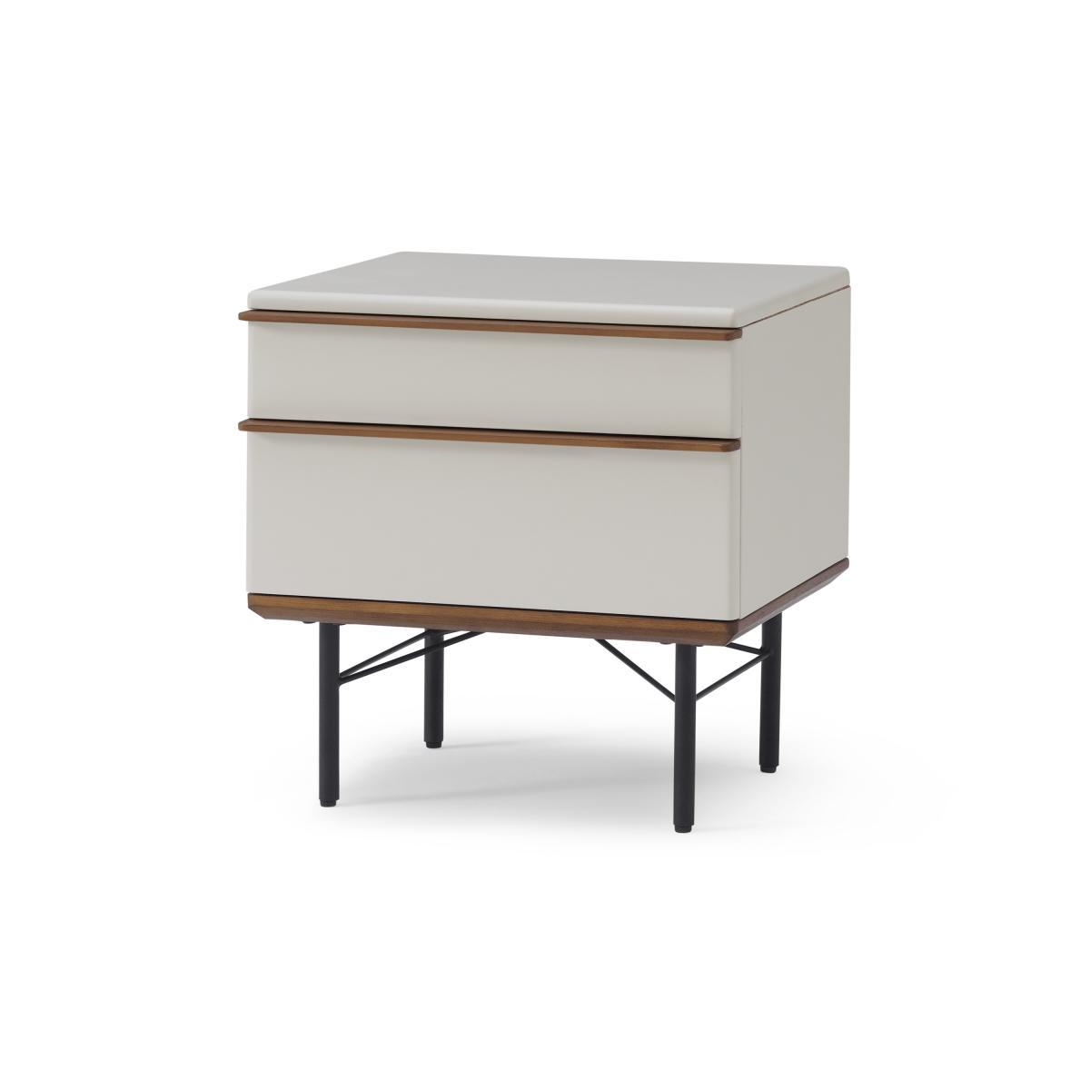 Vincent Bedside Table, Warm Ecru & Walnut Stain – image 3