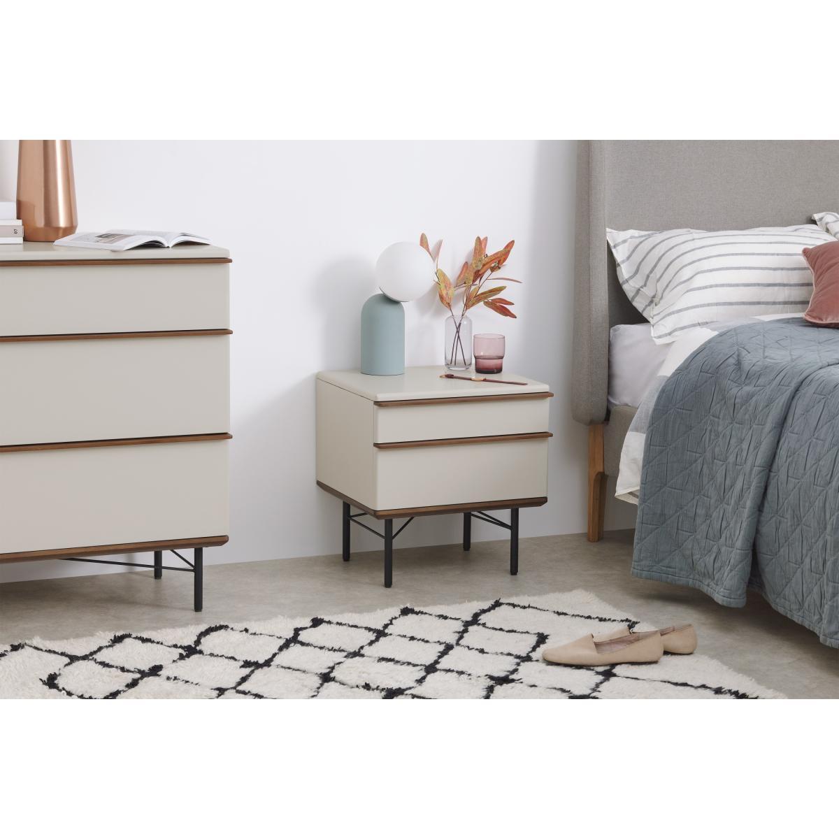 Vincent Bedside Table, Warm Ecru & Walnut Stain – image 4