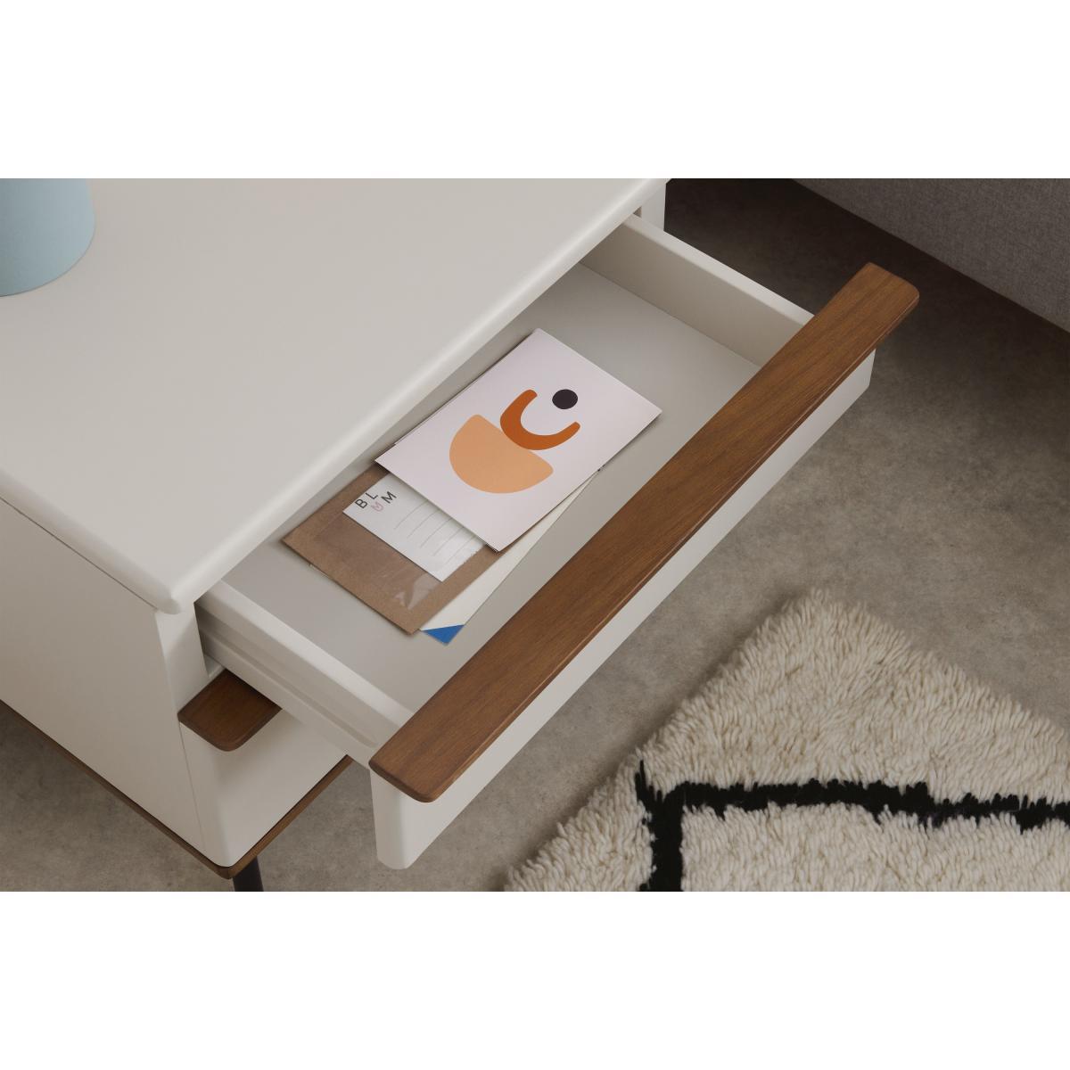Vincent Bedside Table, Warm Ecru & Walnut Stain – image 5