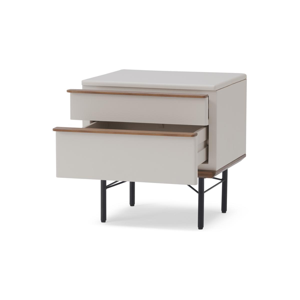 Vincent Bedside Table, Warm Ecru & Walnut Stain – image 6