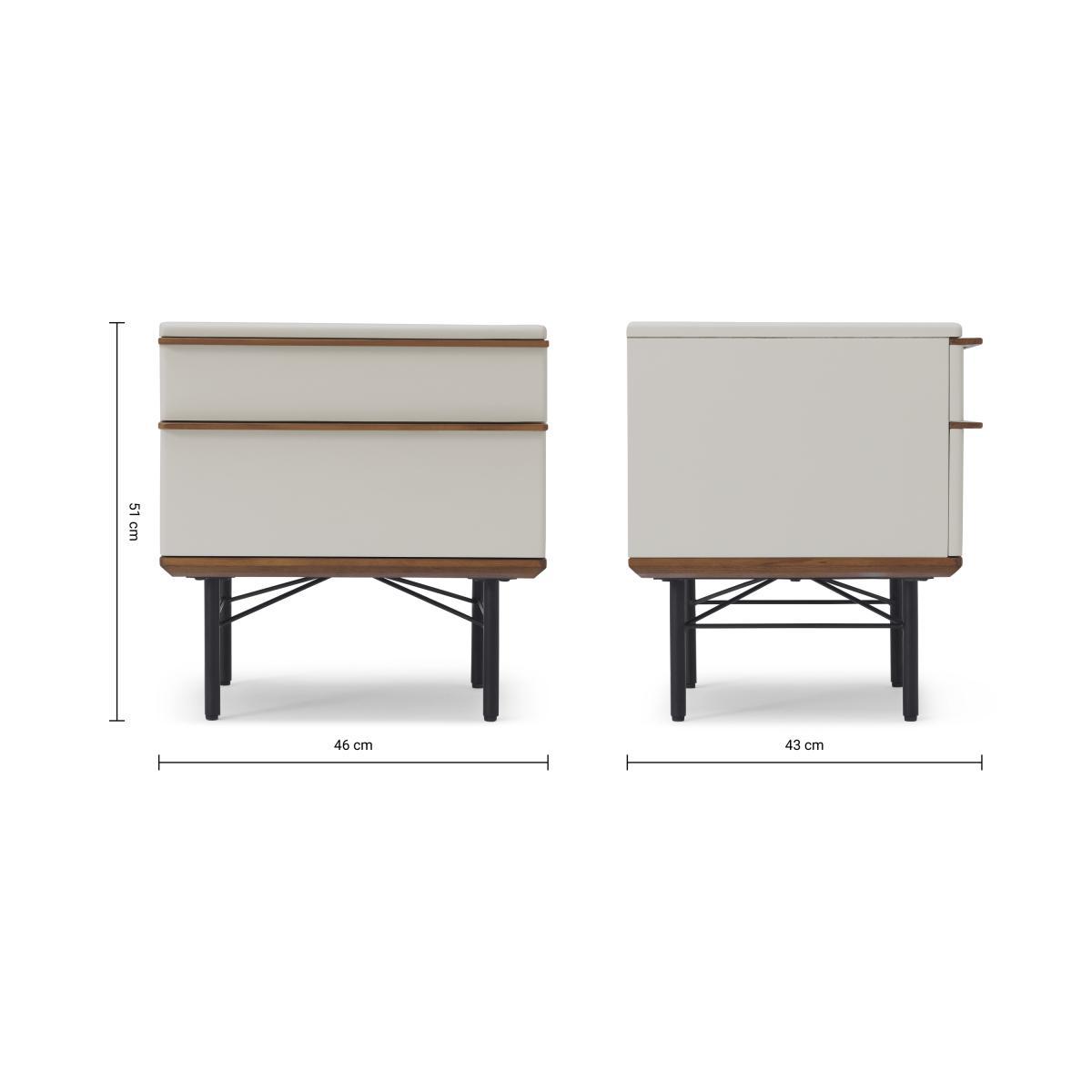 Vincent Bedside Table, Warm Ecru & Walnut Stain – image 9
