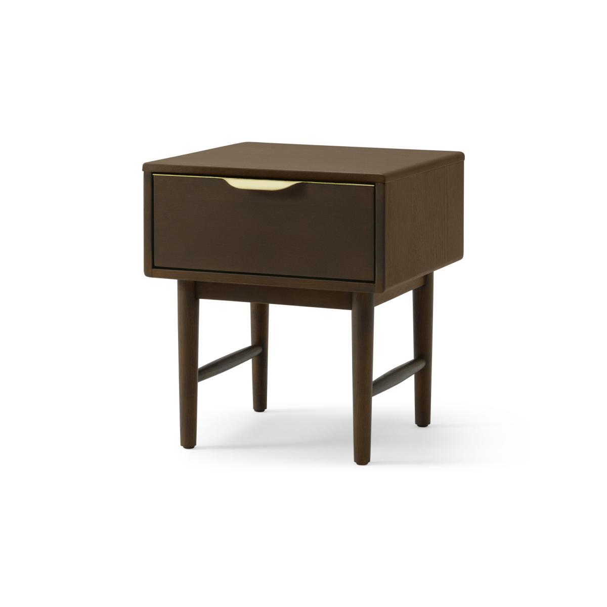 Mallory Bedside Table, Walnut Stain Oak & Brass – image 3
