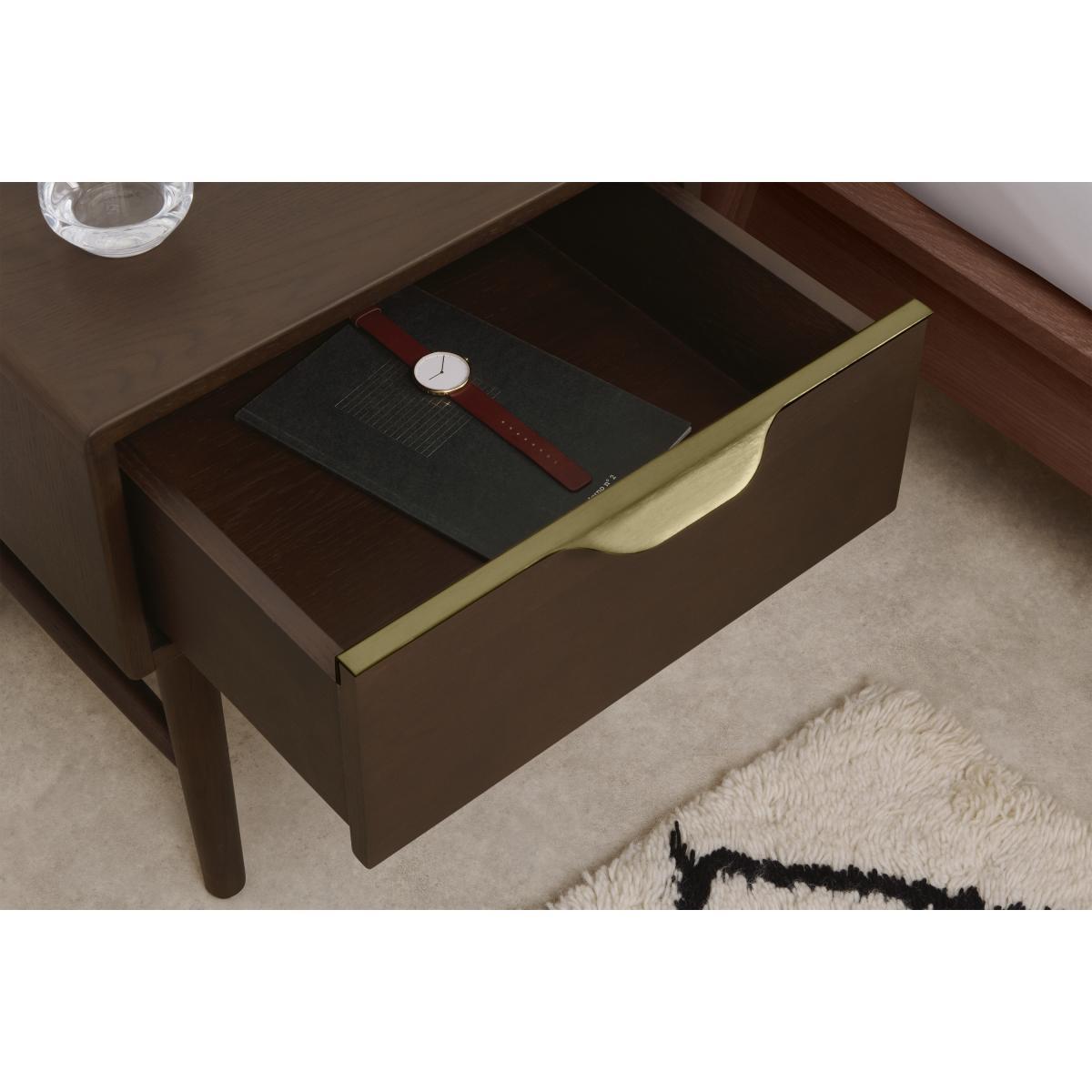 Mallory Bedside Table, Walnut Stain Oak & Brass – image 5