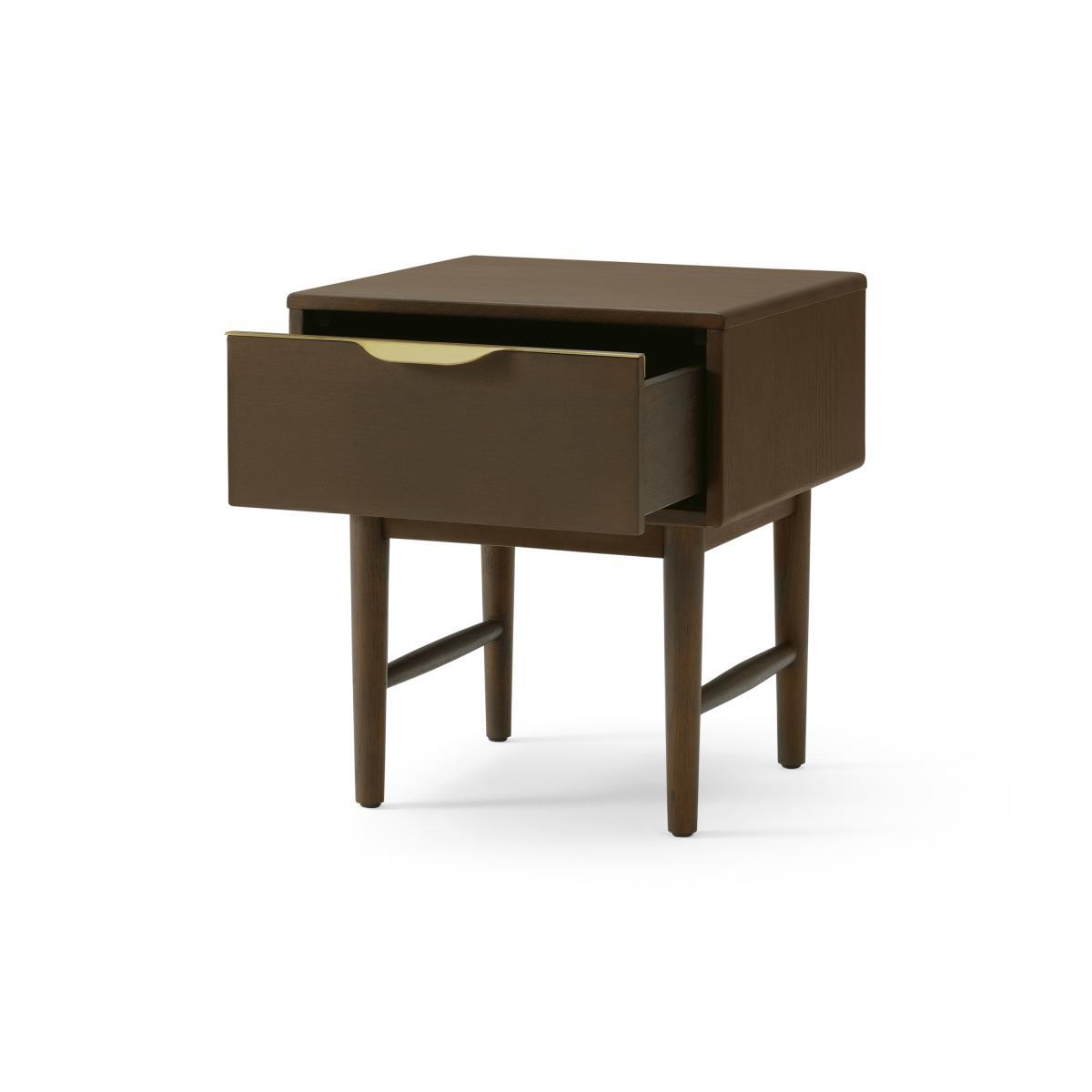 Mallory Bedside Table, Walnut Stain Oak & Brass – image 6