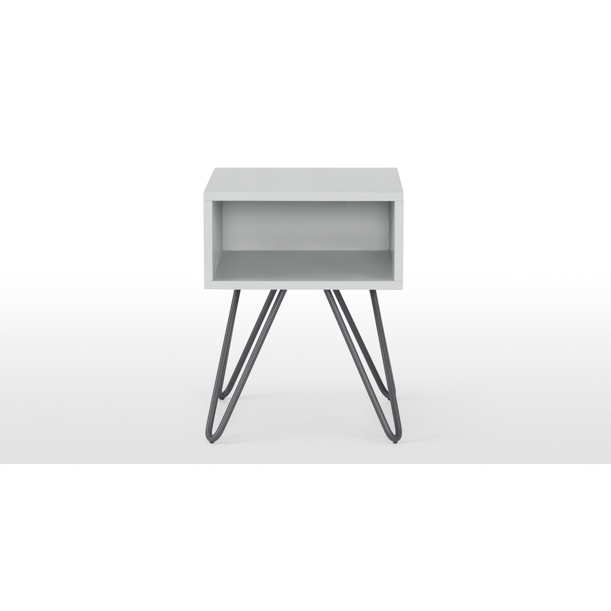 Made Essentials Beru Open Bedside Table, Light Grey & Charcoal Legs – image 3