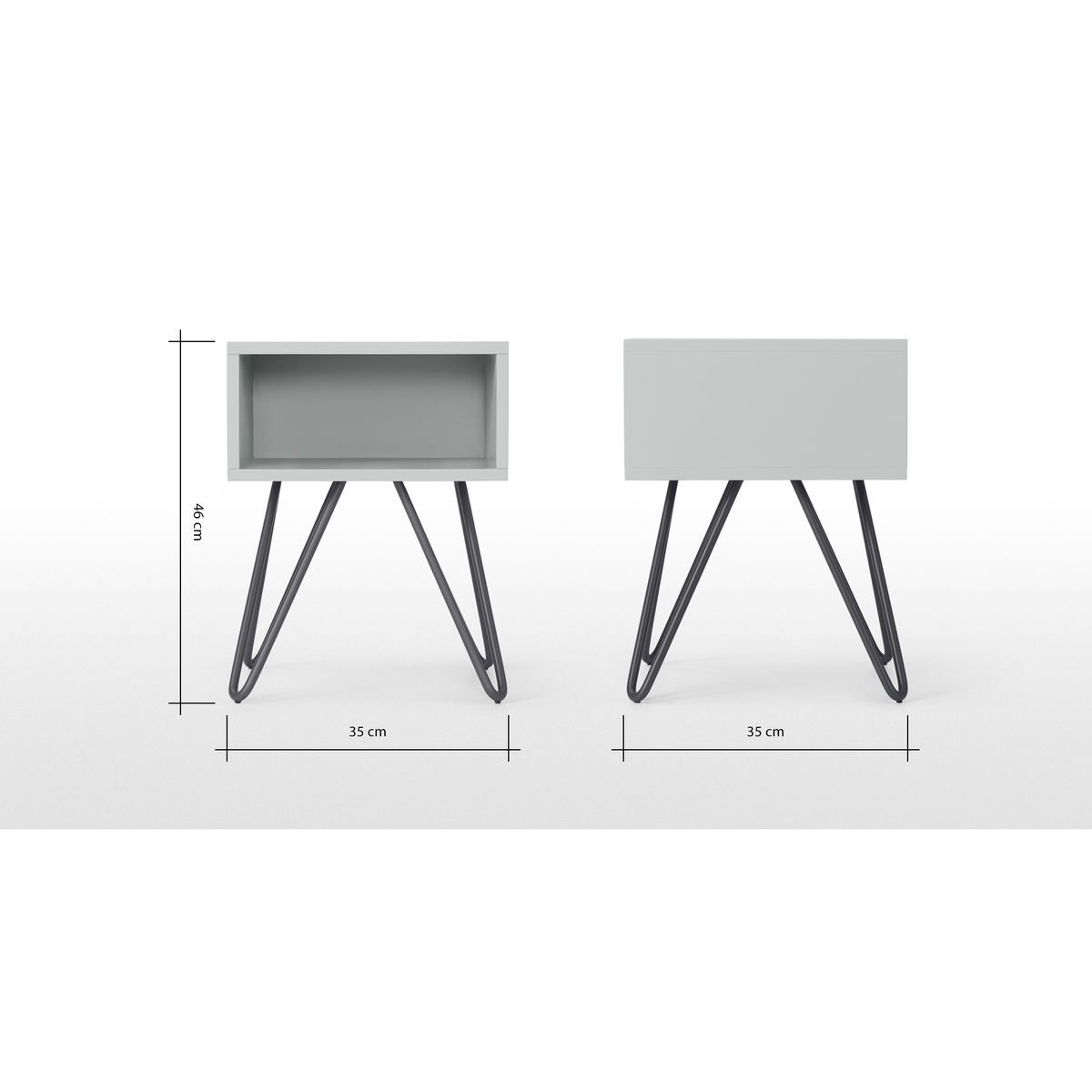 Made Essentials Beru Open Bedside Table, Light Grey & Charcoal Legs – image 5