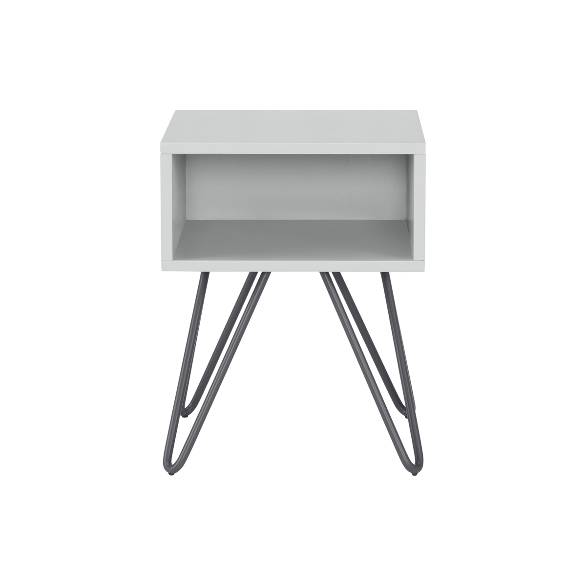 Made Essentials Beru Open Bedside Table, Light Grey & Charcoal Legs – image 2